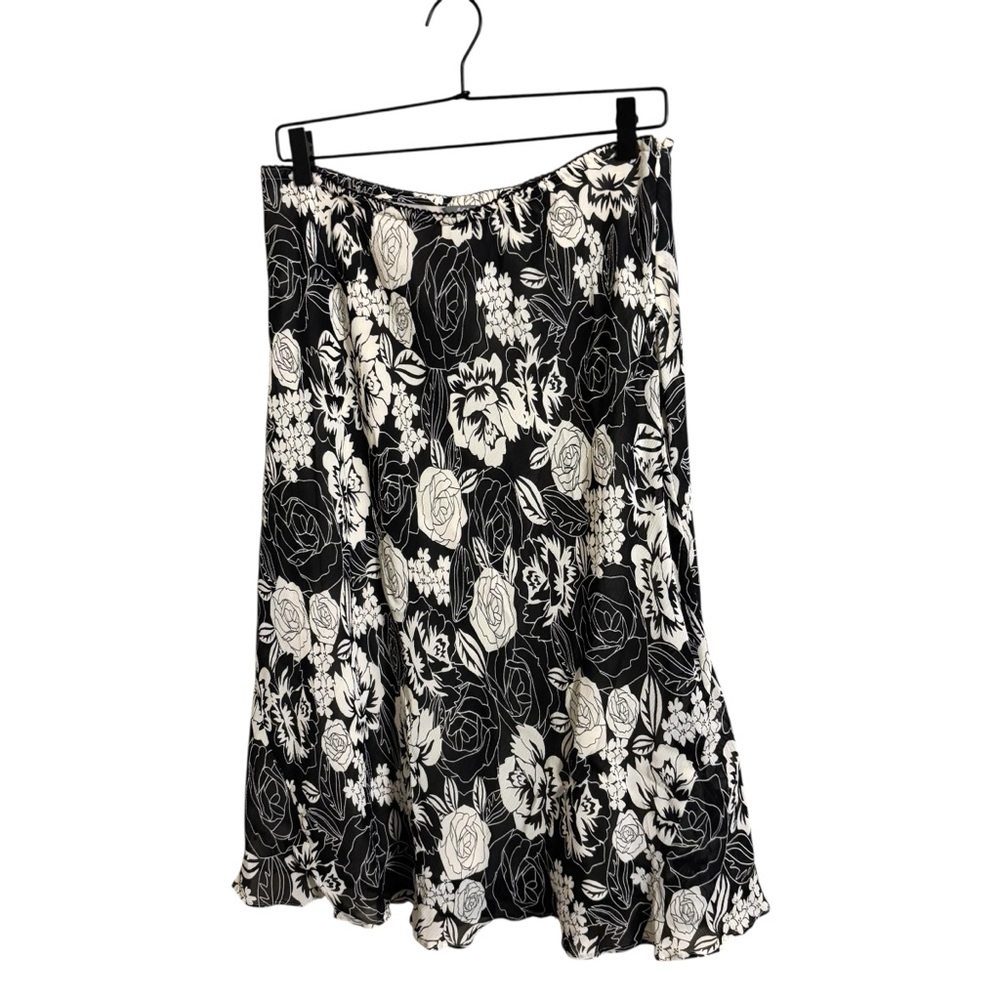 J. Jill‎ Y2K Floral Black & White Midi Skirt Medium